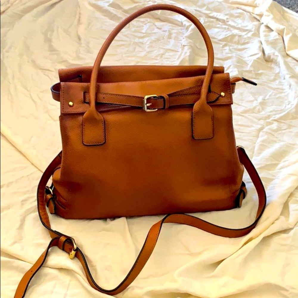 La Poet Brand Large Camel LeatherTote